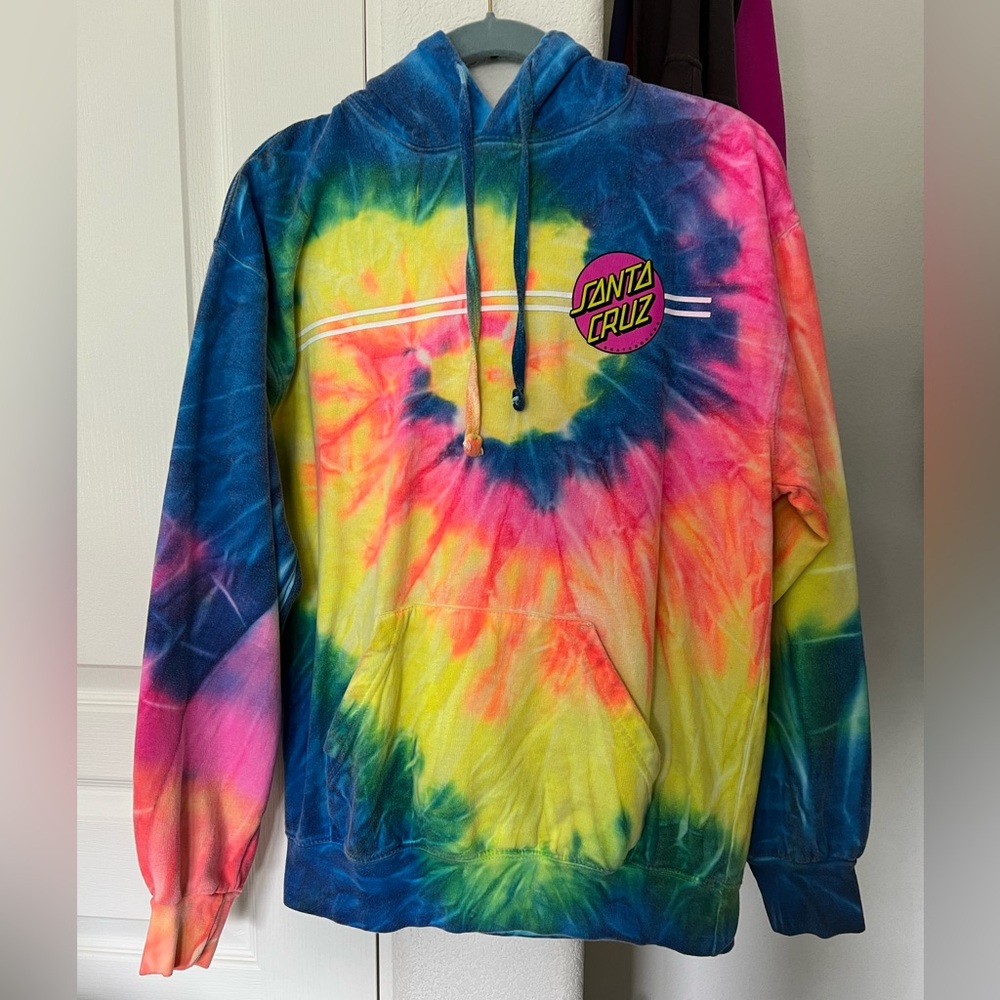 Men’s Size Small Santa Cruz Sweatshirt Hoodie. Multicolor Tie Dye.
